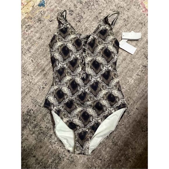 New. BLEU Rod Beattie snake print plunge swimsuit. Size 6. Retails $119 - Picture 5 of 7